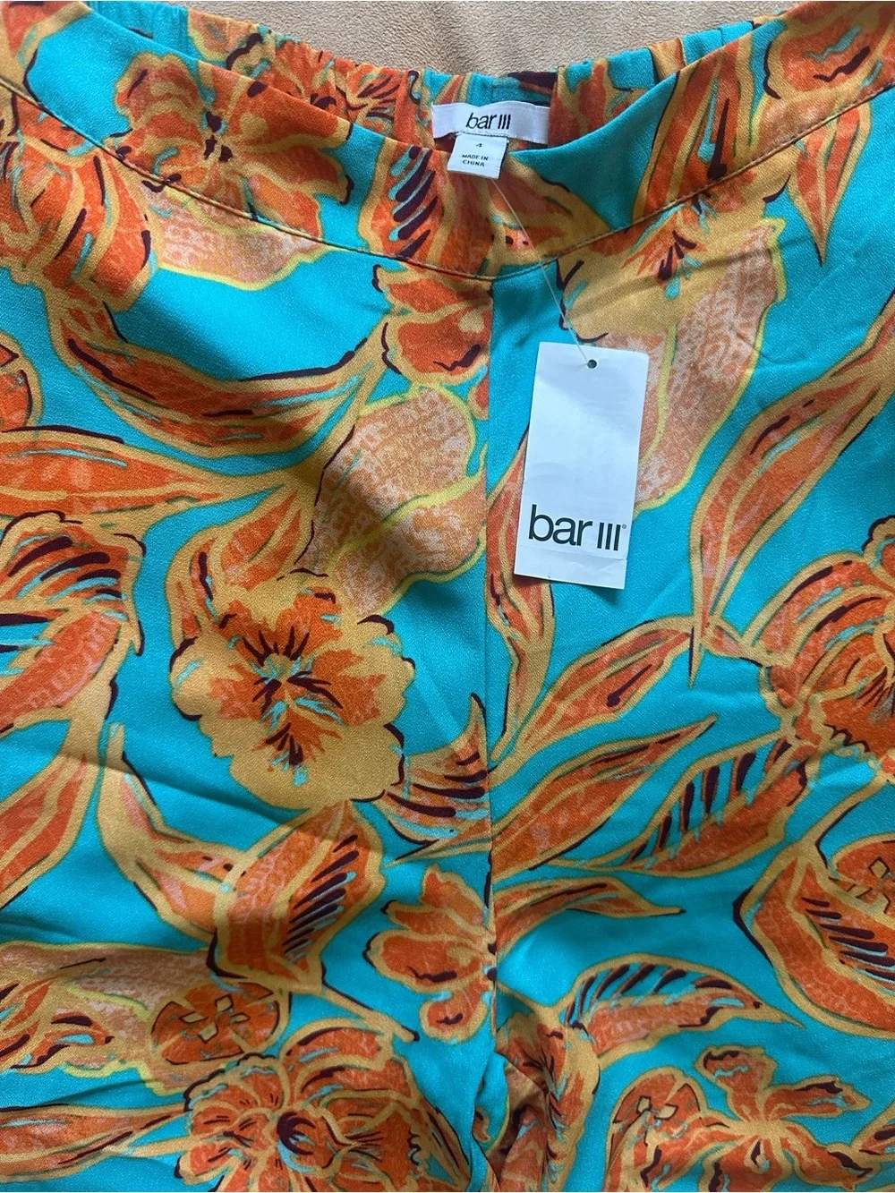 Women Bar III Turquoise Floral Trousers.